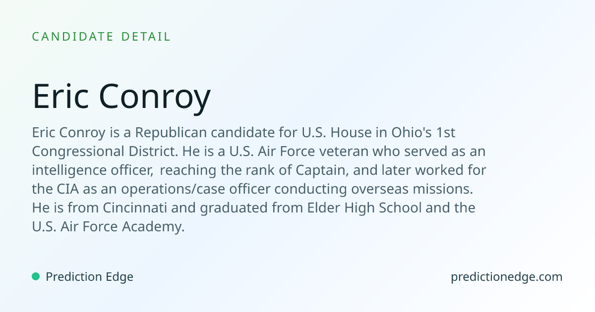 Eric Conroy: 2026 Ohio U.S. House Polls & Odds | Prediction Edge