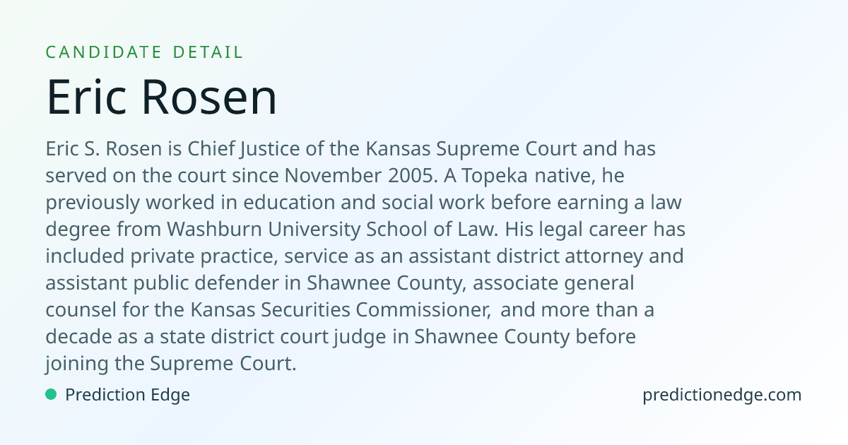 Eric Rosen: 2026 Kansas State Supreme Court Polls & Odds | Prediction Edge