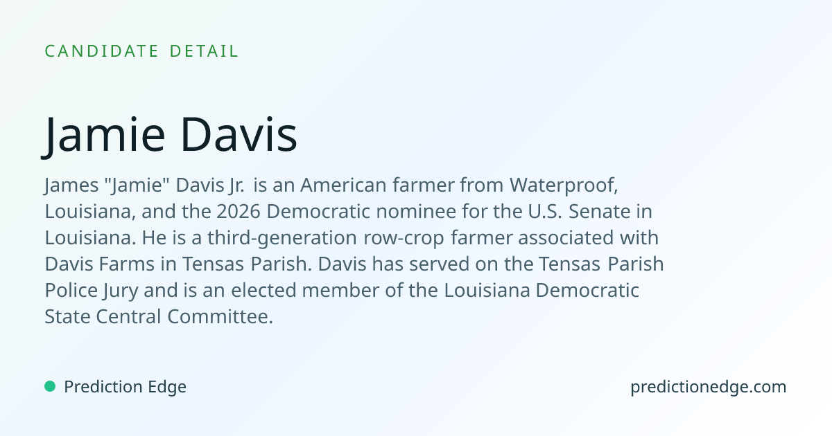 Jamie Davis: 2026 Louisiana U.S. Senate Polls & Odds | Prediction Edge