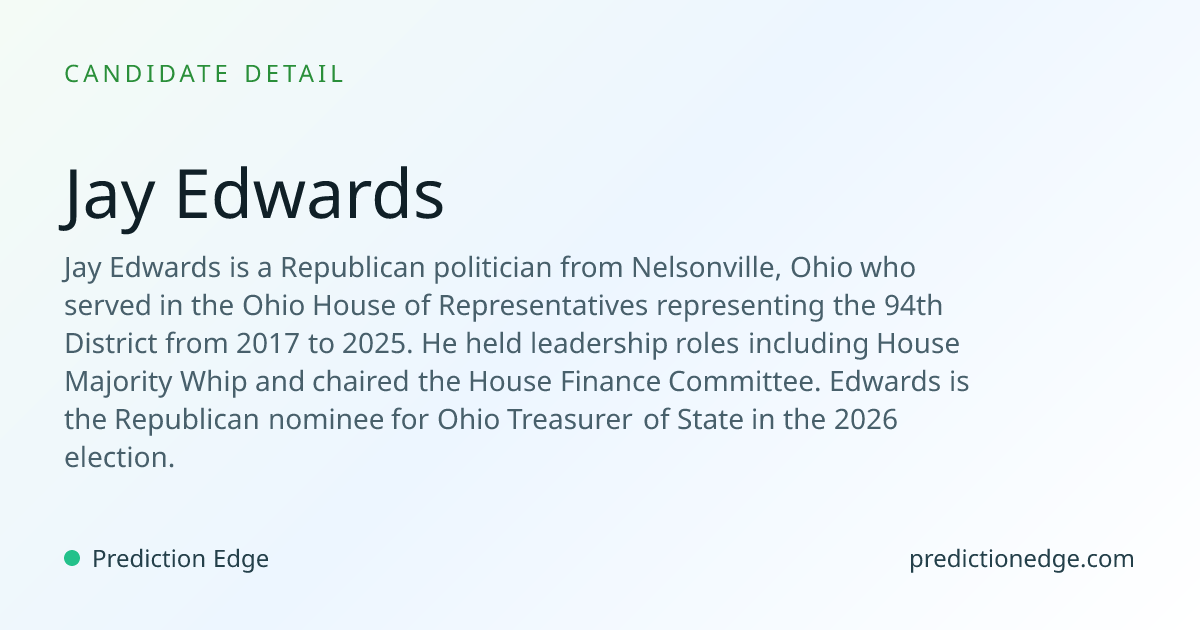 Jay Edwards: 2026 Ohio Comptroller Polls & Odds | Prediction Edge