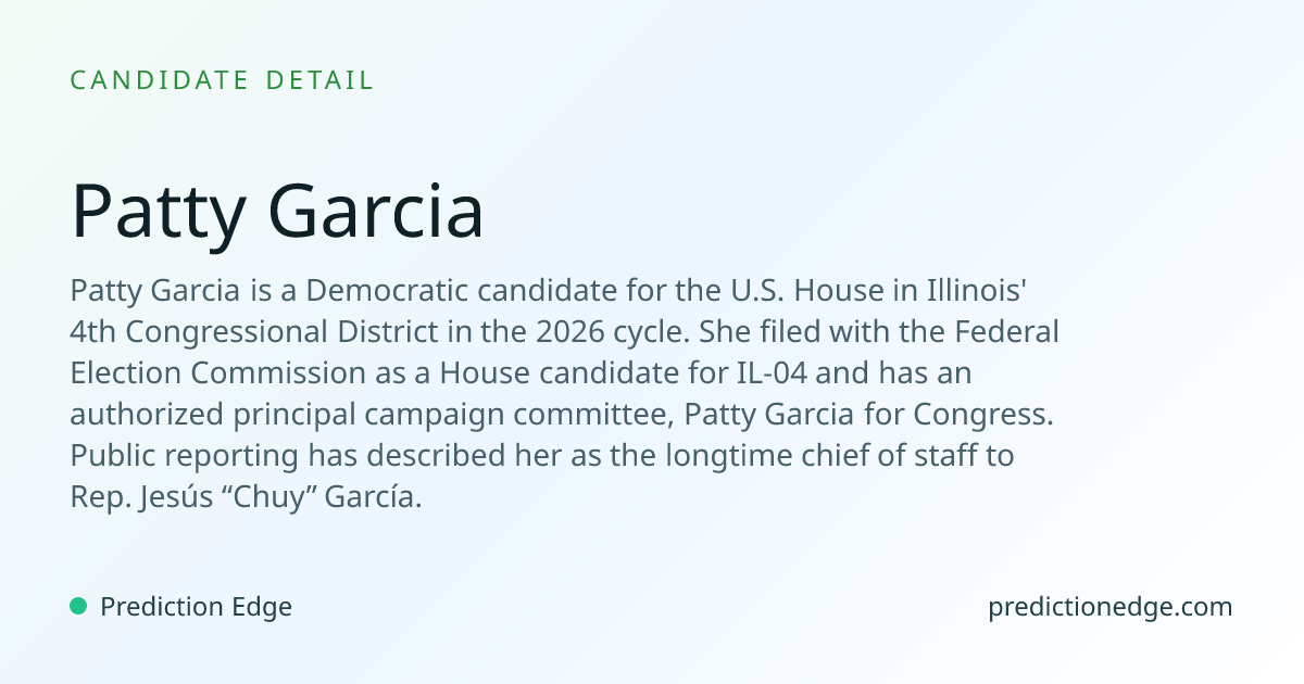Patty Garcia: 2026 Illinois U.S. House Polls & Odds | Prediction Edge