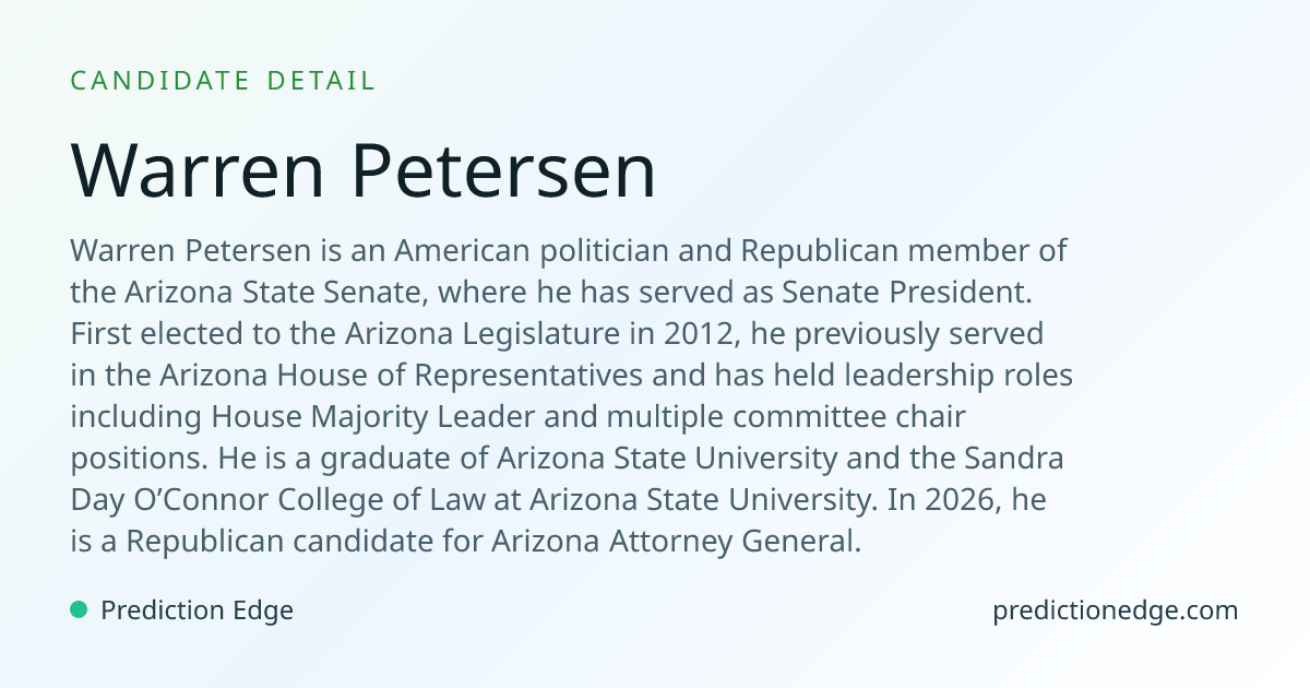 Warren Petersen: 2026 Arizona Attorney General Polls & Odds ...